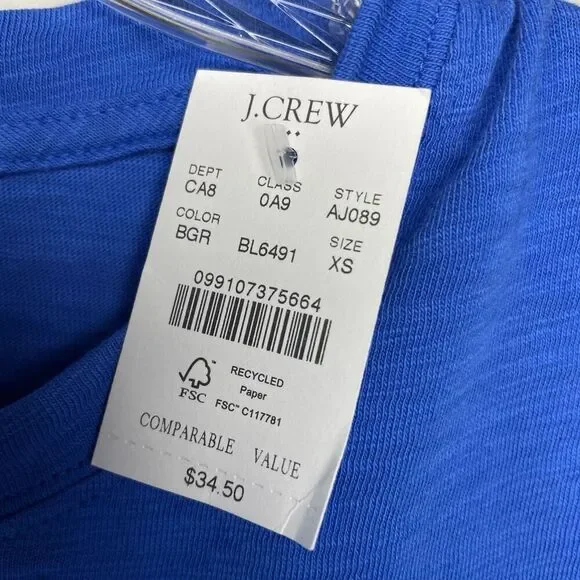 J.CREW Girlfriend Tee Women XS Blue T-Shirt NEW 100% Cotton AJ089 - Picture 11 of 14